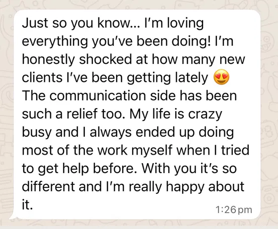 WhatsApp message from Kellen: I'm honestly shocked at how many new clients I've been getting lately.